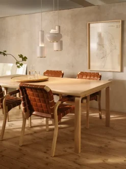 Artek Aalto Armchair 45, birch - cognac quilted leather