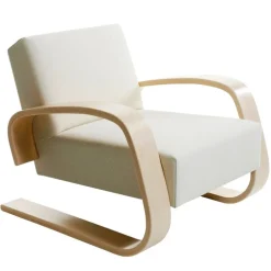 Artek Aalto armchair 400 "Tank", birch - white Hallingdal 100