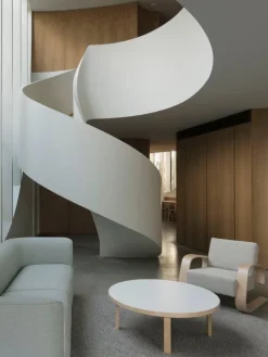 Artek Aalto armchair 400 "Tank", birch - white Hallingdal 100