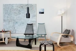 Artek Aalto armchair 400 "Tank", birch - white Hallingdal 100