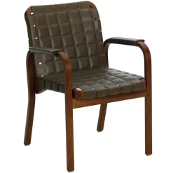 Artek Aalto Armchair 45, walnut - olive quilted leather