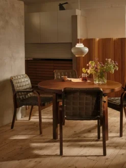 Artek Aalto Armchair 45, walnut - olive quilted leather