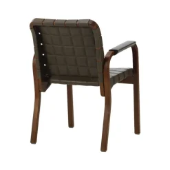 Artek Aalto Armchair 45, walnut - olive quilted leather
