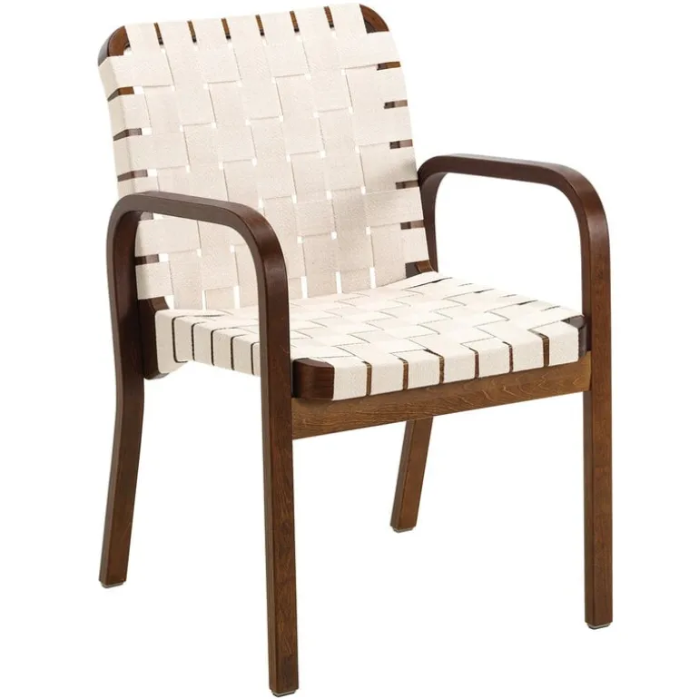 Artek Aalto Armchair 45, walnut - natural/white webbing