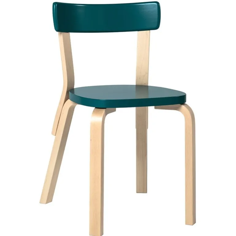 Artek Aalto chair 69, birch - petrol