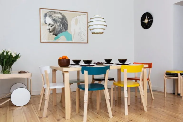 Artek Aalto chair 69, birch - petrol