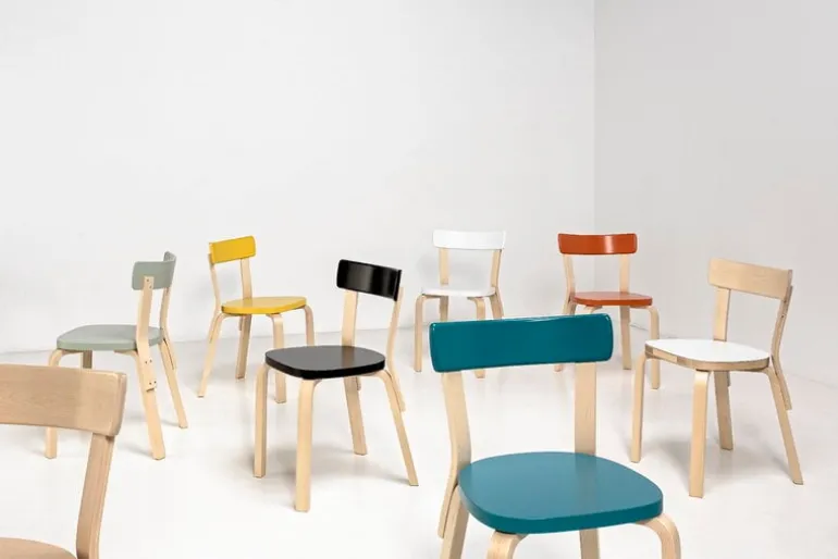 Artek Aalto chair 69, birch - petrol