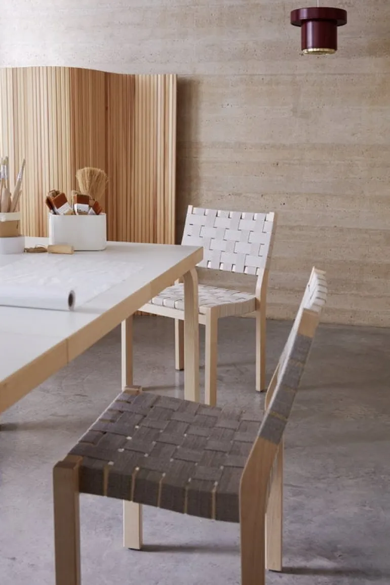 Artek Aalto chair 611, birch - natural/white webbing