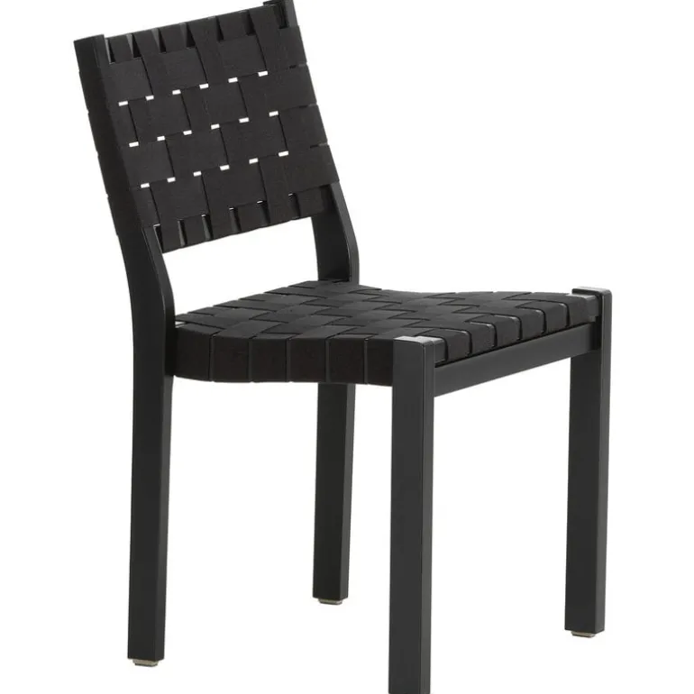 Artek Aalto chair 611, black - black webbing