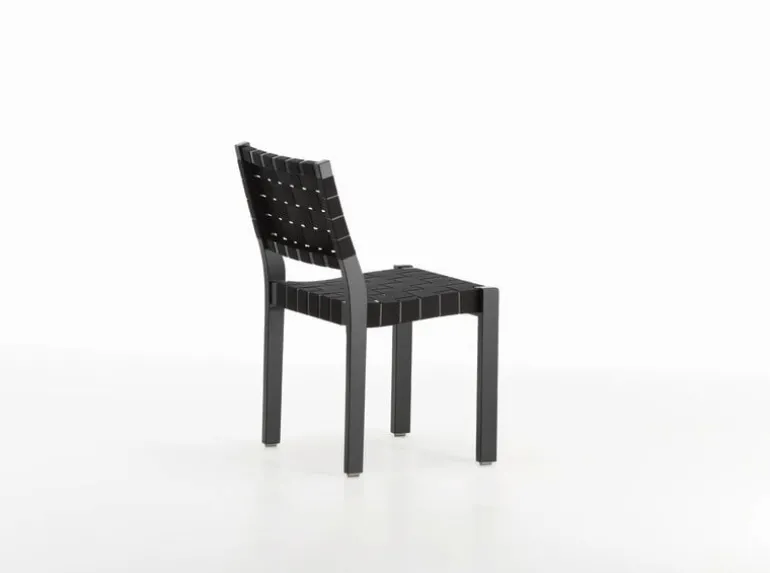 Artek Aalto chair 611, black - black webbing