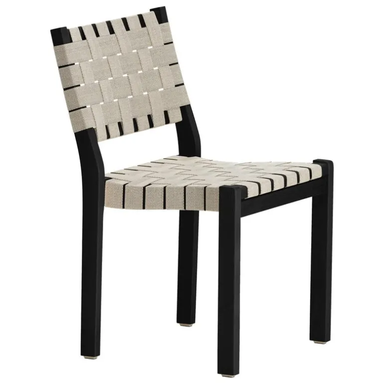 Artek Aalto chair 611, black - natural/black webbing