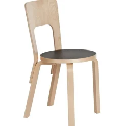 Artek Aalto chair 66, black linoleum