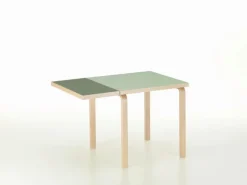 Artek Aalto foldable table DL81C, birch - pistachio/olive linoleum