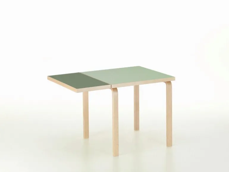 Artek Aalto foldable table DL81C, birch - pistachio/olive linoleum