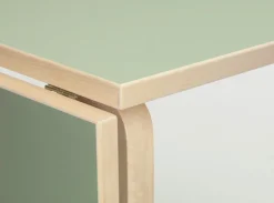 Artek Aalto foldable table DL81C, birch - pistachio/olive linoleum