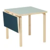Artek Aalto foldable table DL81C, birch -vapour/smokey blue linoleum
