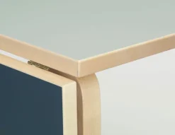 Artek Aalto foldable table DL81C, birch -vapour/smokey blue linoleum
