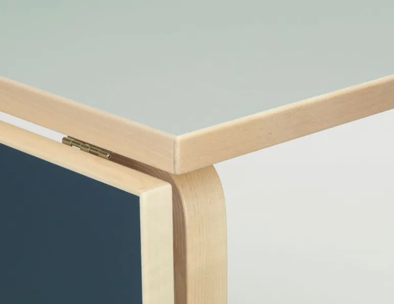 Artek Aalto foldable table DL81C, birch -vapour/smokey blue linoleum