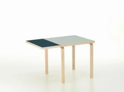 Artek Aalto foldable table DL81C, birch -vapour/smokey blue linoleum
