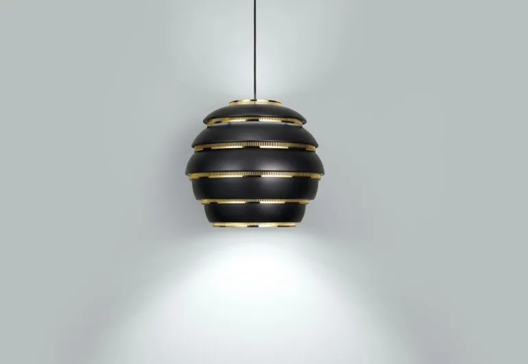 Artek Aalto pendant A331 "Beehive", black - brass