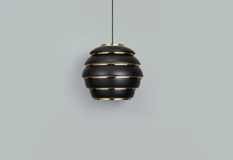 Artek Aalto pendant A331 "Beehive", black - brass