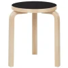 Artek Aalto stool 60, black linoleum - birch