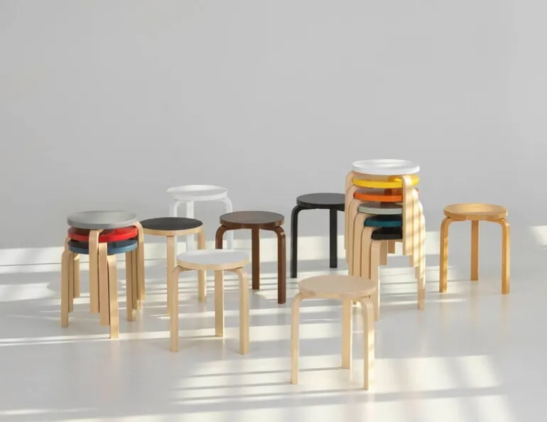 Artek Aalto stool 60, blue - birch