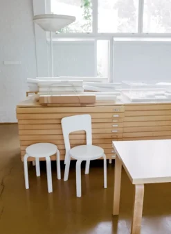 Artek Aalto stool E60, lacquered white