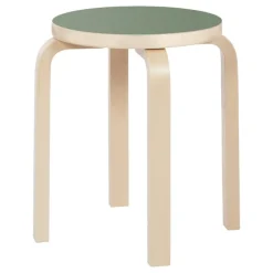Artek Aalto stool E60, olive linoleum - birch