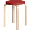 Artek Aalto stool E60, red - birch