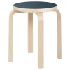 Artek Aalto stool E60, smokey blue linoleum - birch