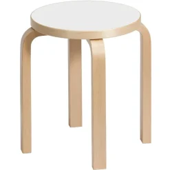 Artek Aalto stool E60, white laminate