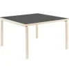 Artek Aalto table 84, 120 x 120 cm, birch - black linoleum