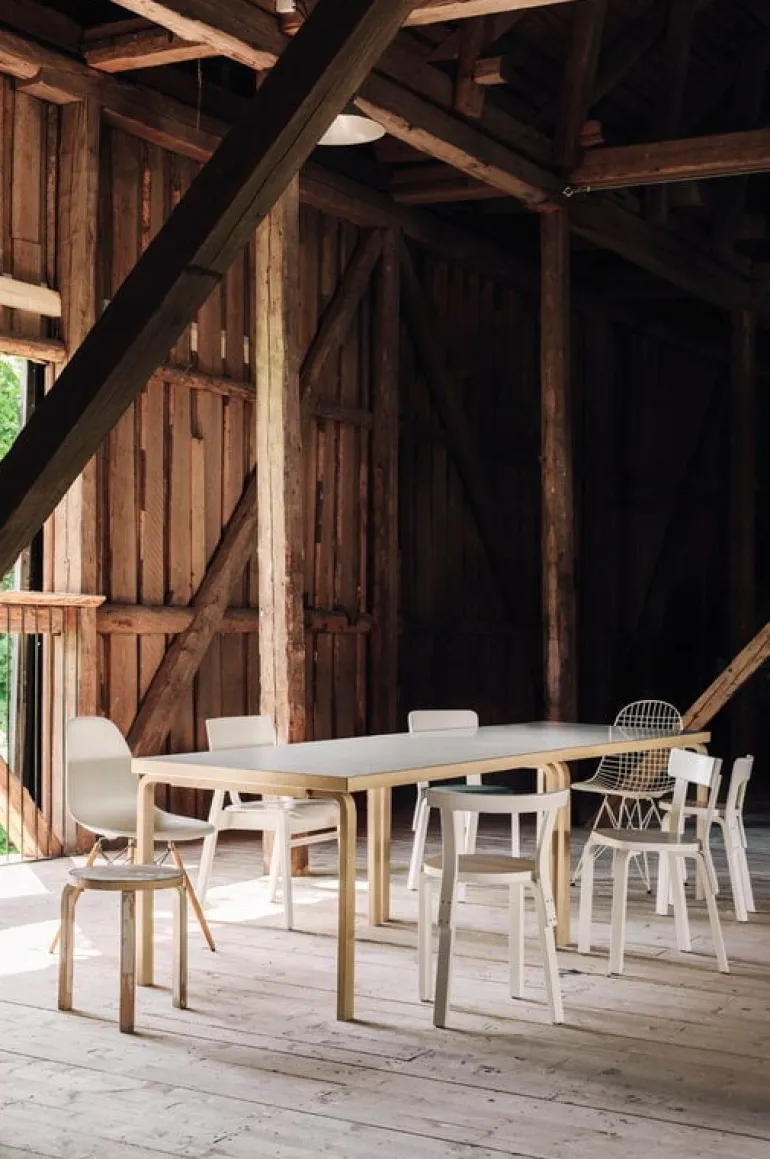 Artek Aalto table 82A, birch - black linoleum