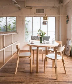 Artek Aalto table 90A, birch - black linoleum