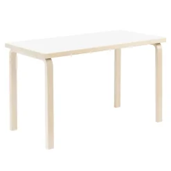 Artek Aalto table 80B, 60 x 100 cm, birch - white laminate