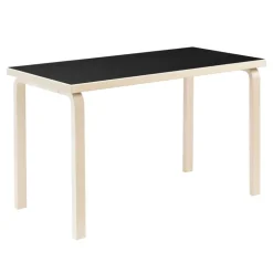 Artek Aalto table 80B, 60 x 100 cm, birch - black linoleum