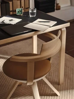 Artek Aalto table 80B, 60 x 100 cm, birch - black linoleum