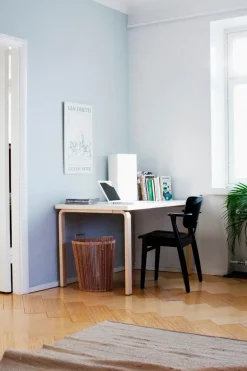 Artek Domus chair, black stained birch - black leather