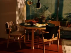 Artek Domus chair, lacquered oak - black leather