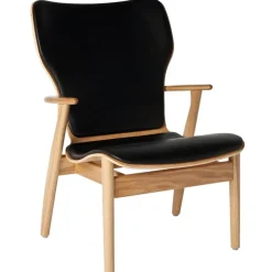 Artek Domus lounge chair, lacquered oak - black leather
