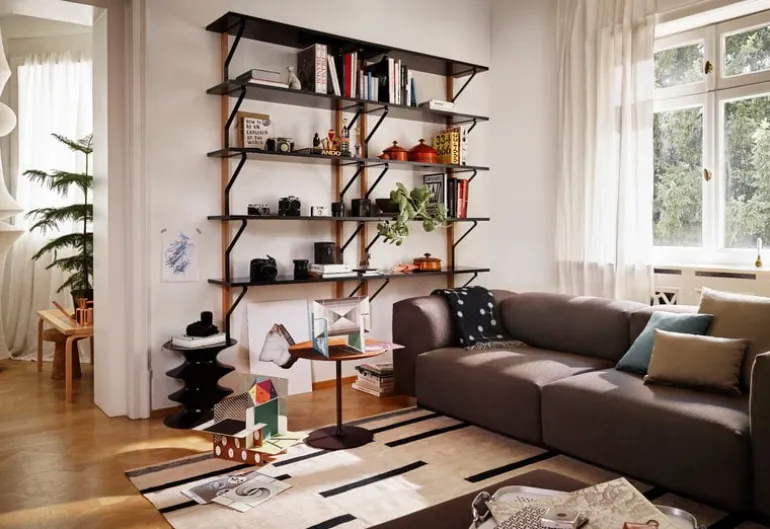 Artek Kaari wall shelf REB 009, black - oak