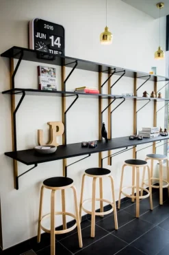 Artek Kaari wall shelf with  desk REB 010, black - oak