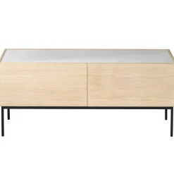 Asplund Luc cabinet 160 with drawers, marble top, white oak - char grey