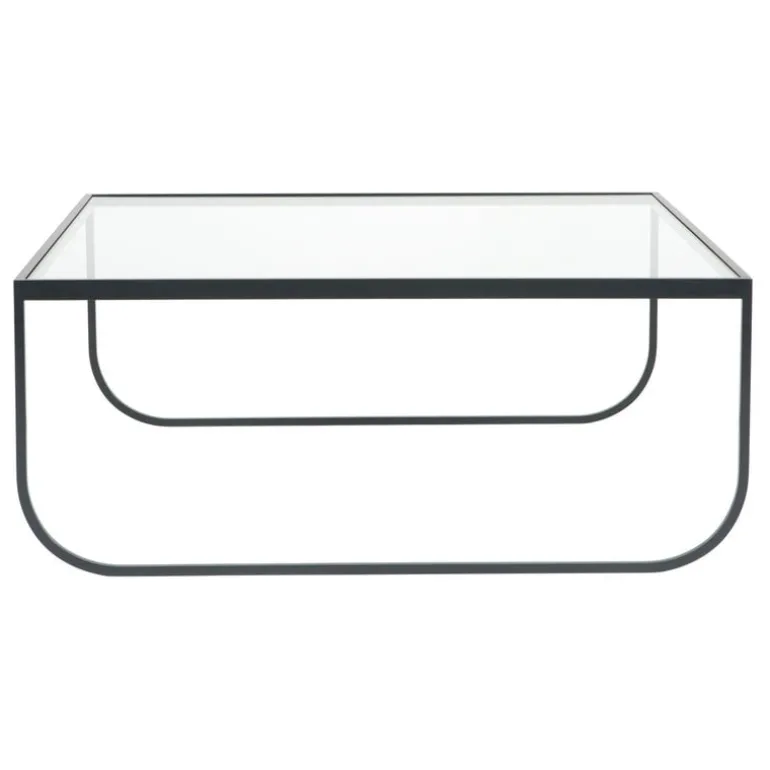 Asplund Tati coffee table, 90 cm, high, charcoal grey - clear glass