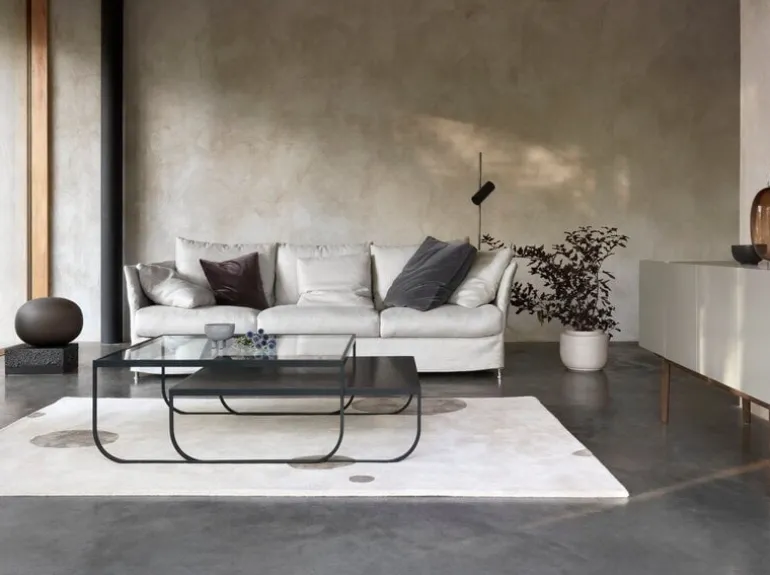 Asplund Tati coffee table, 90 cm, high, charcoal grey - clear glass