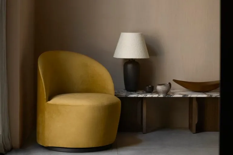 Audo Copenhagen Androgyne lounge table, dark oak - Calacatta Viola marble