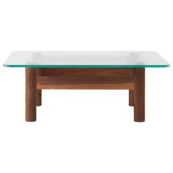 Audo Copenhagen Brasilia lounge table, walnut - clear glass