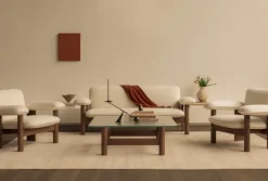 Audo Copenhagen Brasilia lounge chair, low back, dark stained oak - Baru white 0200