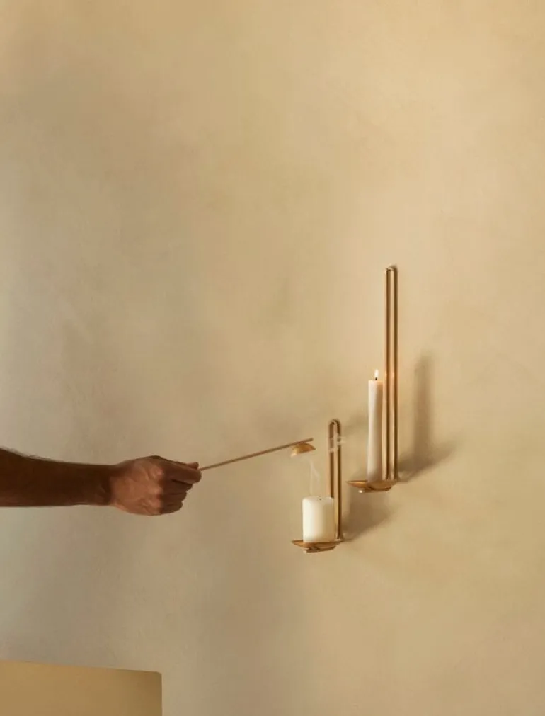 Audo Copenhagen Clip wall candle holder, 34 cm, brass